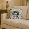 Miniature Parti Poodle Coastal Sea Glass Throw Pillow Decorative Indoor Outdoor Accent Cushion for Couch, Bed or Patio, 14Hx14W