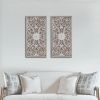 2 PCS Botanical Panel Distressed Carved Wood Wall Decor Set