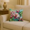 Louisiana Magnolias in Watercolor Throw Pillow Machine Washable, Indoor Outdoor Decorative Pillow for Couch, Bed or Patio, 18Hx18W