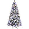 7.5FT Prelit Artificial Flocked Christmas Tree with 400 Multi-Color LED Lights, Full Hinged Pine Xmas Tree with 1523 PE & PVC Mixed Branch Tips
