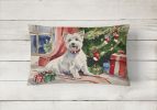 Waiting on Christmas Throw Pillow Throw Pillow for Indoor Couch Bed Outdoor Patio Washable, Westie 1382,12Hx16W