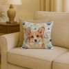 Corgi Coastal Sea Glass Throw Pillow Decorative Indoor Outdoor Accent Cushion for Couch, Bed or Patio, 18Hx18W