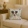 White and Black Jack Russell Terrier Coastal Sea Glass Throw Pillow Decorative Indoor Outdoor Accent Cushion for Couch, Bed or Patio, 18Hx18W