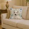 White Jack Russell Terrier Coastal Sea Glass Throw Pillow Decorative Indoor Outdoor Accent Cushion for Couch, Bed or Patio, 14Hx14W