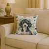 Miniature Parti Poodle Coastal Sea Glass Throw Pillow Decorative Indoor Outdoor Accent Cushion for Couch, Bed or Patio, 18Hx18W