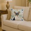 Toy Fox Terrier Coastal Sea Glass Throw Pillow Decorative Indoor Outdoor Accent Cushion for Couch, Bed or Patio, 14Hx14W