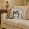 Keeshond Coastal Sea Glass Throw Pillow Decorative Indoor Outdoor Accent Cushion for Couch, Bed or Patio, 14Hx14W