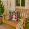 Blenheim English Toy Spaniel Christmas PoinsettIas Throw Pillow Decorative Indoor Outdoor Accent Cushion for Couch, Bed or Patio, 18Hx18W