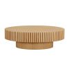 Modern Handcraft Drum Coffee Table Length 43.7 inch Ellipse Coffee Table for Living Room,Oval Small Coffee Table with Sturdy Pedestal