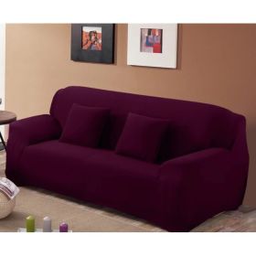 Solid Corner Sofa Covers Couch Slipcovers Elastica Material Sofa Skin Protector Cover Sofa Armchair (Option: Grape-Three seat)