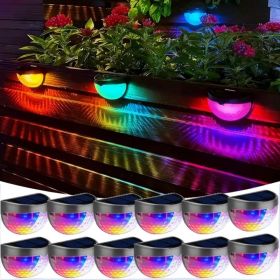 12/6 Solar Fence Lights, Solar Platform Lights, Solar Wall Lights, Rechargeable Solar Cells, Suitable For Front Porches, Security Lights, Wall In (Option: Colorful-12PCS)