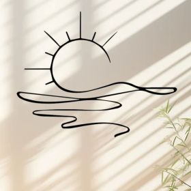 Minimalist Sunrise Wall Art - Modern Metal Iron Wall Decor, Abstract Sun Line Design For Home , Elegant Housewarming & Wedding Gift, Versatile Fo (Option: Black)