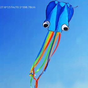 1pc Large Soft Octopus Easy Flyer Kite With 328ft Rope, 31*157 Inches Kite For For Kids Children Adult Beach Park (Color: Blue, size: 27.6inch*157inch)