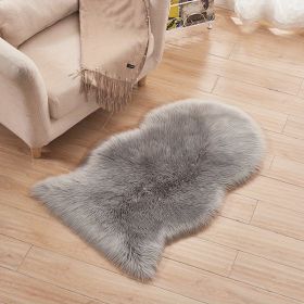 1pc Fluffy Imitation Wool Area Rug, Suede Fleece Bottom Long Imitation Wool Rug, Acrylic 80% Polyester 20%, 23.62*35.43inch, Living Room Bedroom Rug (Color: Grey, size: 23.62*35.43inch)