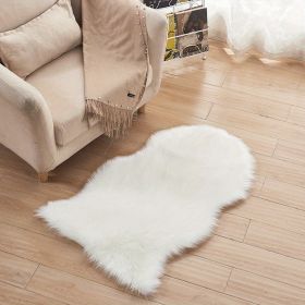 1pc Fluffy Imitation Wool Area Rug, Suede Fleece Bottom Long Imitation Wool Rug, Acrylic 80% Polyester 20%, 23.62*35.43inch, Living Room Bedroom Rug (Color: White, size: 23.62*35.43inch)