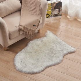 1pc Fluffy Imitation Wool Area Rug, Suede Fleece Bottom Long Imitation Wool Rug, Acrylic 80% Polyester 20%, 23.62*35.43inch, Living Room Bedroom Rug (Color: White Gray Tip, size: 23.62*35.43inch)