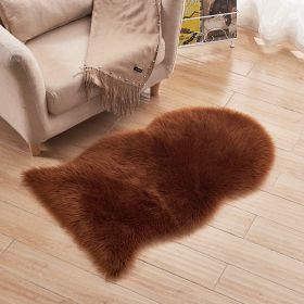 1pc Fluffy Imitation Wool Area Rug, Suede Fleece Bottom Long Imitation Wool Rug, Acrylic 80% Polyester 20%, 23.62*35.43inch, Living Room Bedroom Rug (Color: Coffee, size: 23.62*35.43inch)