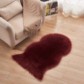 1pc Fluffy Imitation Wool Area Rug, Suede Fleece Bottom Long Imitation Wool Rug, Acrylic 80% Polyester 20%, 23.62*35.43inch, Living Room Bedroom Rug (Color: Burgundy, size: 23.62*35.43inch)