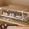 Adjustable And Expandable Shoe Rack, Stackable Iron Shoe Rack, Space Saving Hanging Rack, Suitable for Home Shoe Cabinet Storage, Bottom Basket