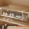 Adjustable And Expandable Shoe Rack, Stackable Iron Shoe Rack, Space Saving Hanging Rack, Suitable for Home Shoe Cabinet Storage, Bottom Basket