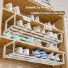 Adjustable And Expandable Shoe Rack, Stackable Iron Shoe Rack, Space Saving Hanging Rack, Suitable for Home Shoe Cabinet Storage, Bottom Basket