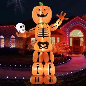 12FT Halloween Inflatables Decoration Giant Ghost With 3-Colored Flame Rotation LED Light Spooky Halloween Decorations Outdoor Blow Up Yard Decor (Option: PumpkinMan)